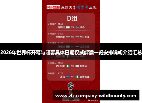 2026年世界杯开幕与闭幕具体日期权威解读一览安排说明介绍汇总